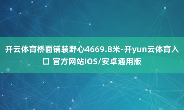开云体育桥面铺装野心4669.8米-开yun云体育入口 官方网站IOS/安卓通用版