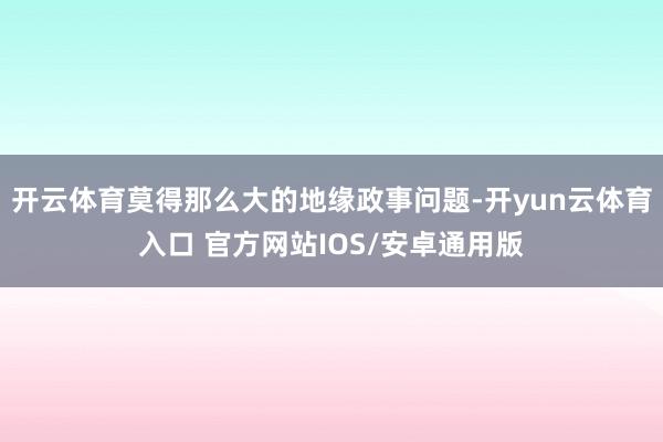 开云体育莫得那么大的地缘政事问题-开yun云体育入口 官方网站IOS/安卓通用版
