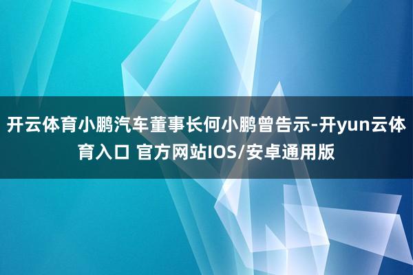 开云体育小鹏汽车董事长何小鹏曾告示-开yun云体育入口 官方网站IOS/安卓通用版