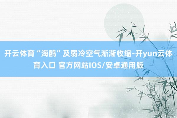 开云体育“海鸥”及弱冷空气渐渐收缩-开yun云体育入口 官方网站IOS/安卓通用版