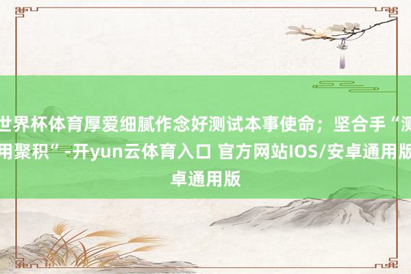 世界杯体育厚爱细腻作念好测试本事使命;坚合手“测用聚积”-开yun云体育入口 官方网站IOS/安卓通用版